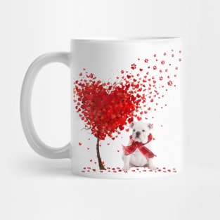 Valentine's Day Heart Tree Love White English Bulldog Mug